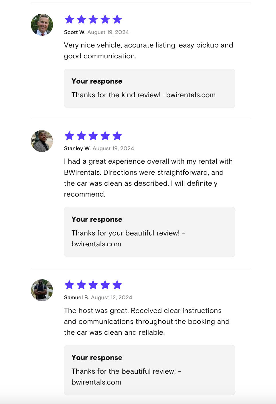 Turo reviews screenshot